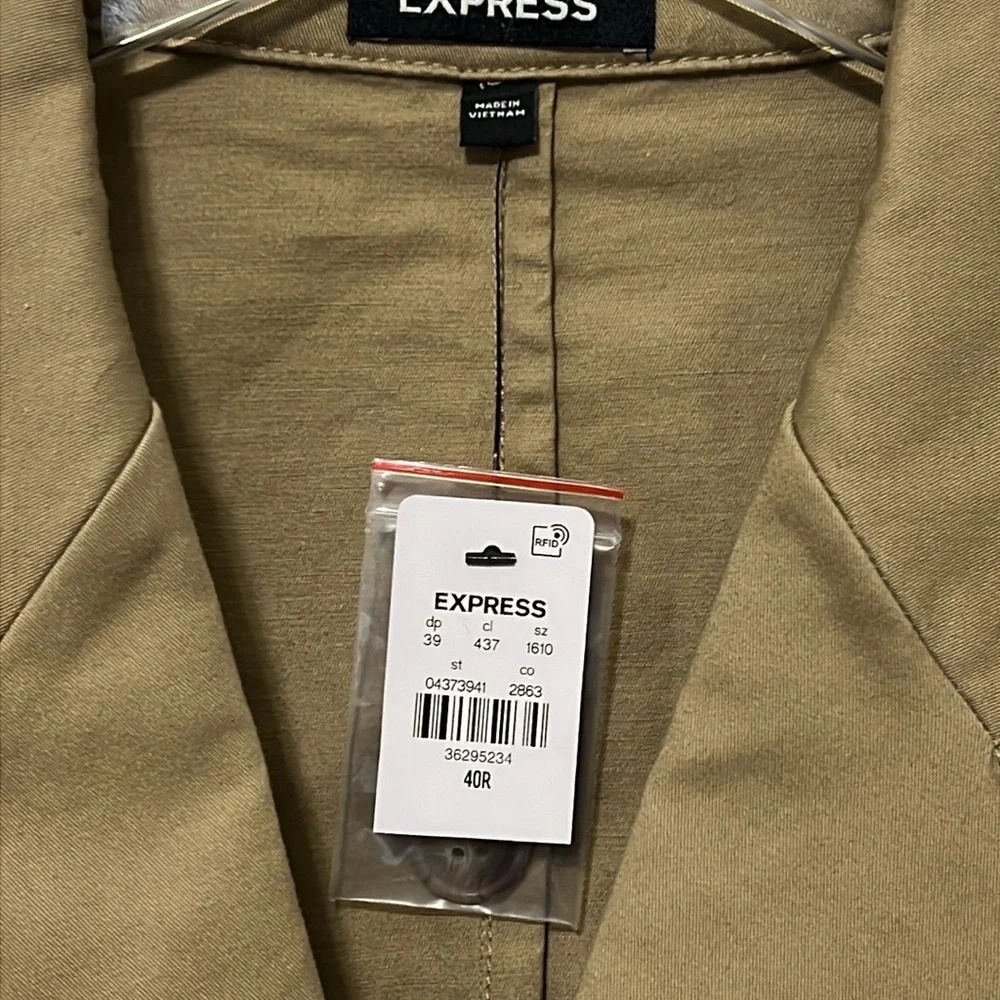 Express Slim Khaki Double Breasted Modern Chino Blazer Size 40R NWT